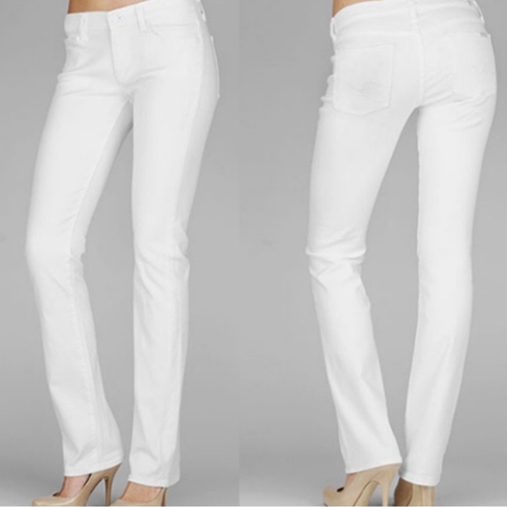 7 for All Mankind Women's Classic White Straight-Leg Jeans
